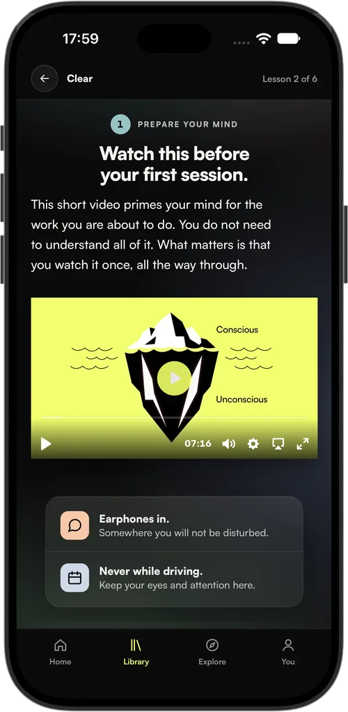A lesson in your account: Watch this before your first session, with the video